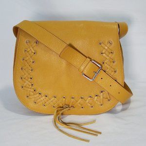 LAST ONE Vintage Leather Saddle Bag Violetta Yellow Crossbody Shoulder Purse